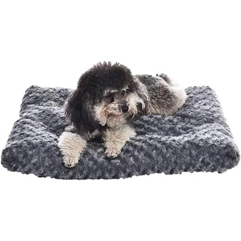 Plush Pet Bed and Dog Crate Pad, X-Small, 23 x 18 x 2.5 Inches, Gray